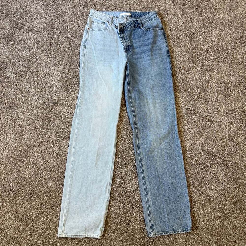 PacSun Two-Tone Crossover Waist 90's Boyfriend Jeans Grunge Colorblock 26